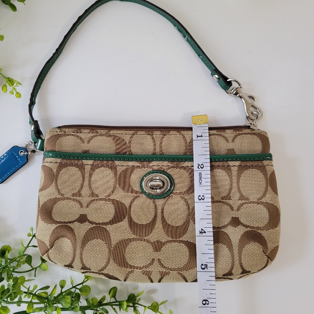 Coach Women’s Canvas Signature C's wristlet tan - Picture 8 of 13